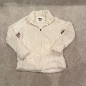 Cozy White Fleece Zip-Up Jacket